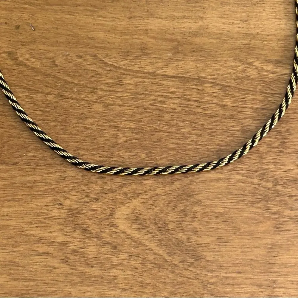 Trifari Gold & Black Twisted Rope Necklace